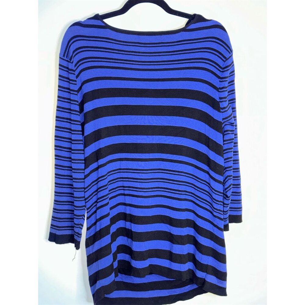 Jones New York Signature Blue & Black Striped Tunic Top  2X NWT